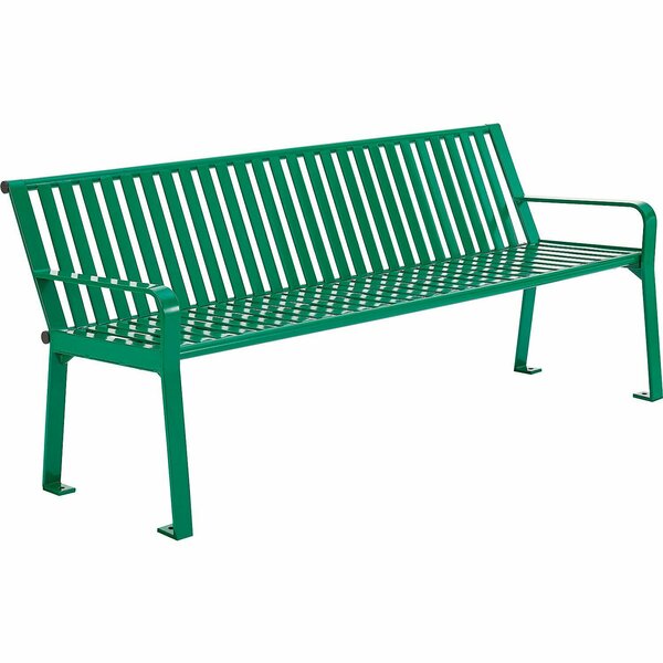 Global Industrial 6ft Outdoor Bench with Back, Vertical Steel Slat, Green 694854KD